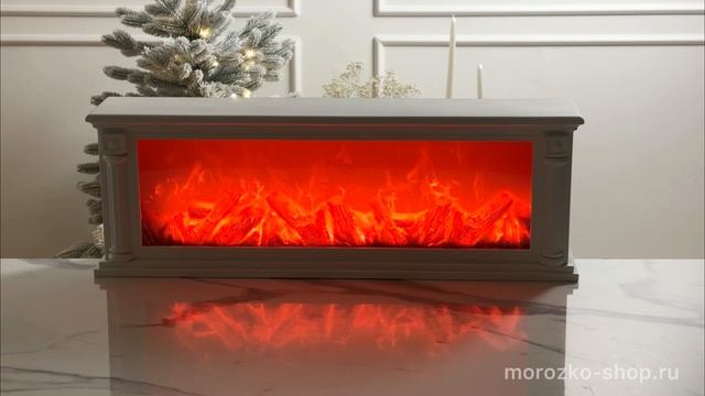 Светодиодный камин КАРРЭ БЛАН с эффектом живого пламени, 63х22 см, батарейки, ADA100410