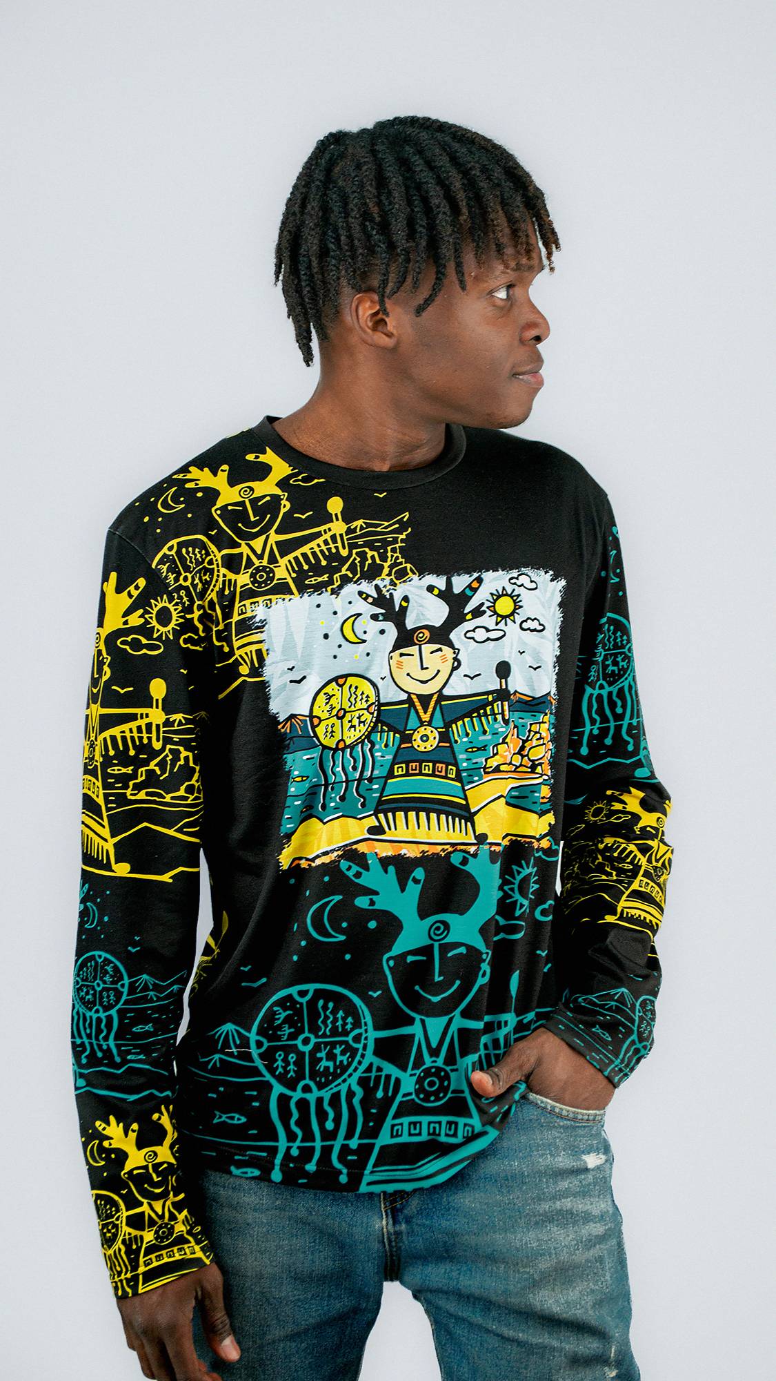 Лонгслив ШАМАНЧИК ГЛОБАЛ (черный)