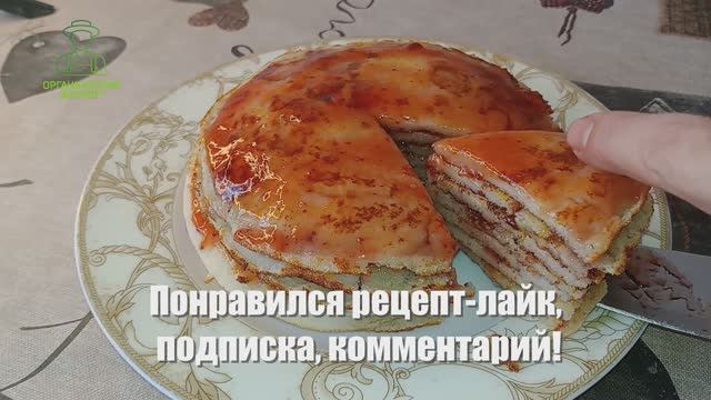 "Блинный торт из манки и банана | Практически бенто-торт с клубничным джемом!