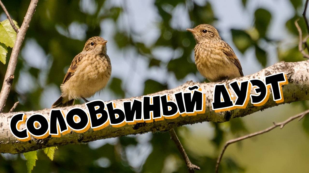 Соловьиный дуэт. Красивое пение двух соловьев
