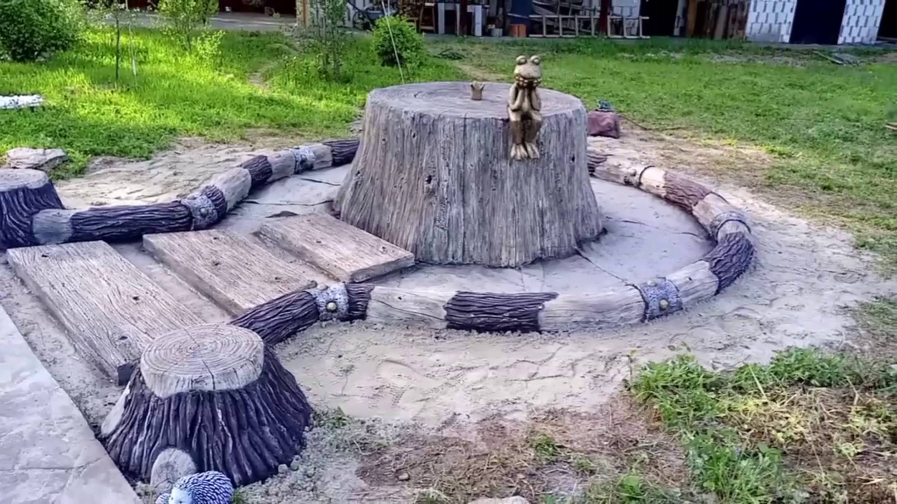 оформление  скважины колодца  в  виде  пня  из  арт бетона.мастер Мызников Иван