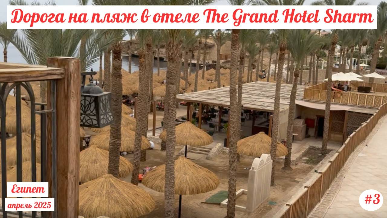 Отдых в Египте | Дорога на пляж через отель The Grand Hotel Sharm | Апрель 2025 | Часть 3-я.