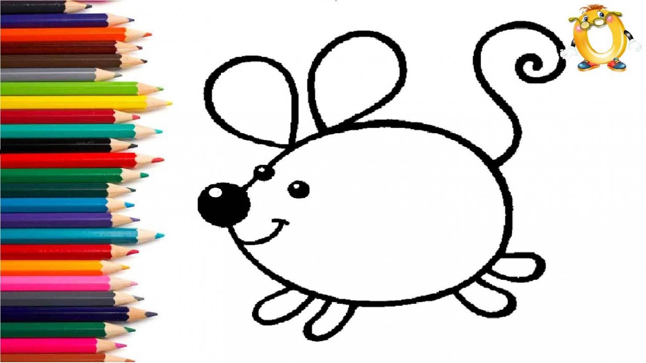 Мультик - раскраска для детей МЫШОНОК. Учимся как рисовать МЫШКУ вместе с детьми // ОБУЧАШКА ТВ