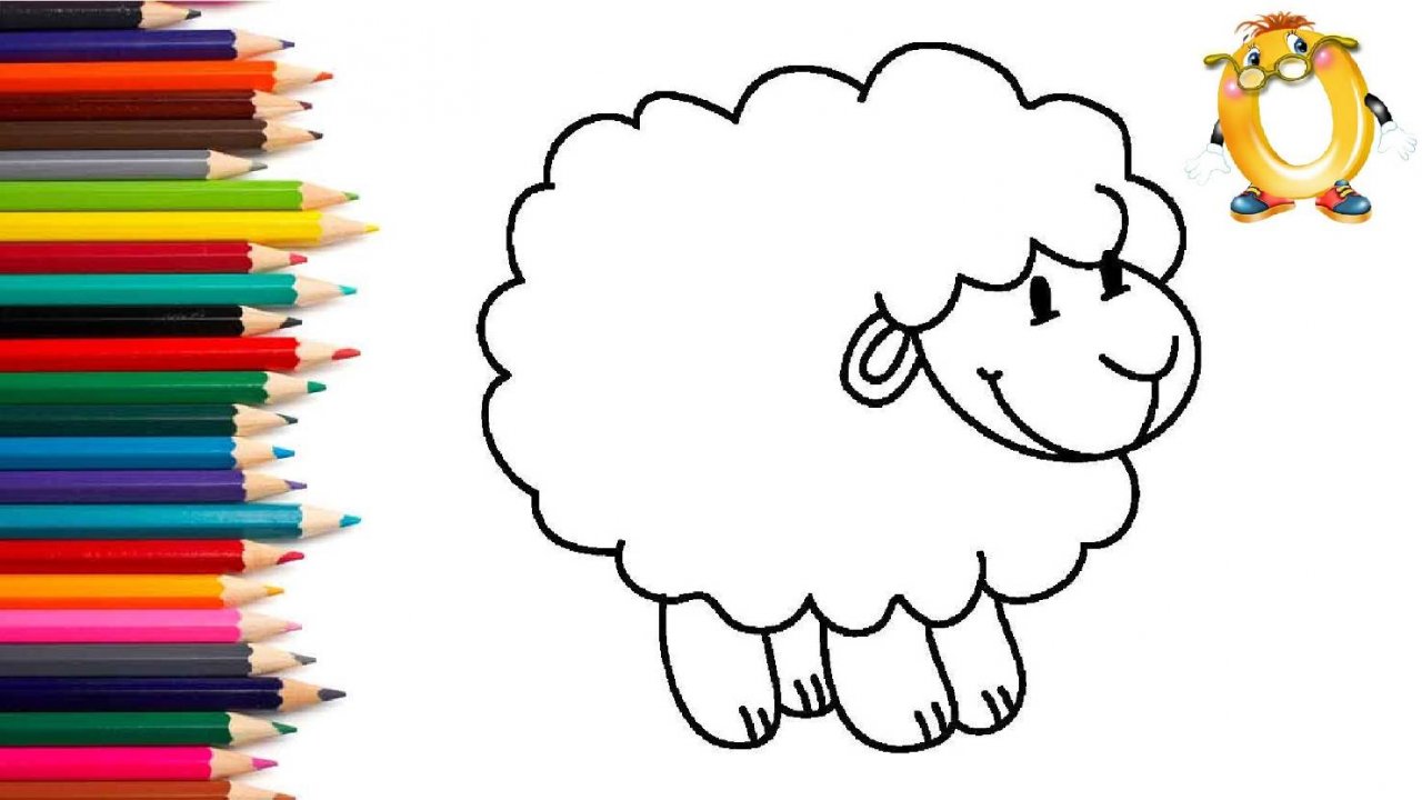 Мультик - раскраска для детей ОВЕЧКА. Учимся как рисовать ОВЕЧКУ вместе с детьми // ОБУЧАШКА ТВ