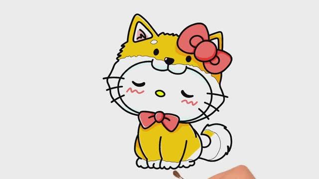 Как легко нарисовать Hello Kitty с милой собакой