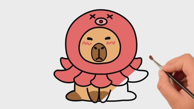 Как легко нарисовать капибару с осьминогом