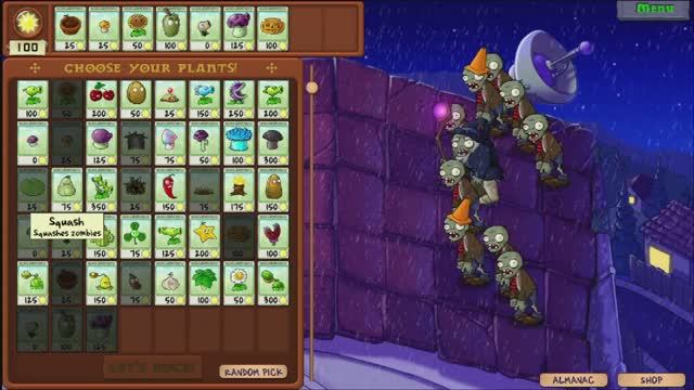 Plants vs. Zombies(PC)«Guardian's Take»ночная крыша часть 1(5-9 приключения)