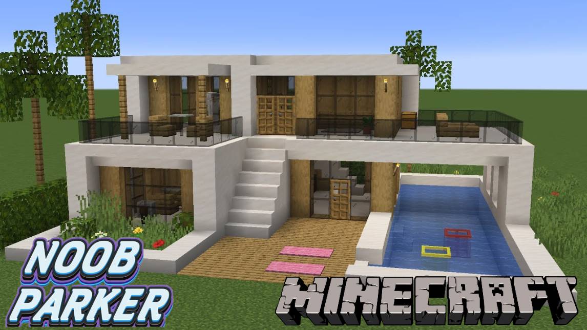 Майнкрафт - Как построить современный дом с бассейном minecraft