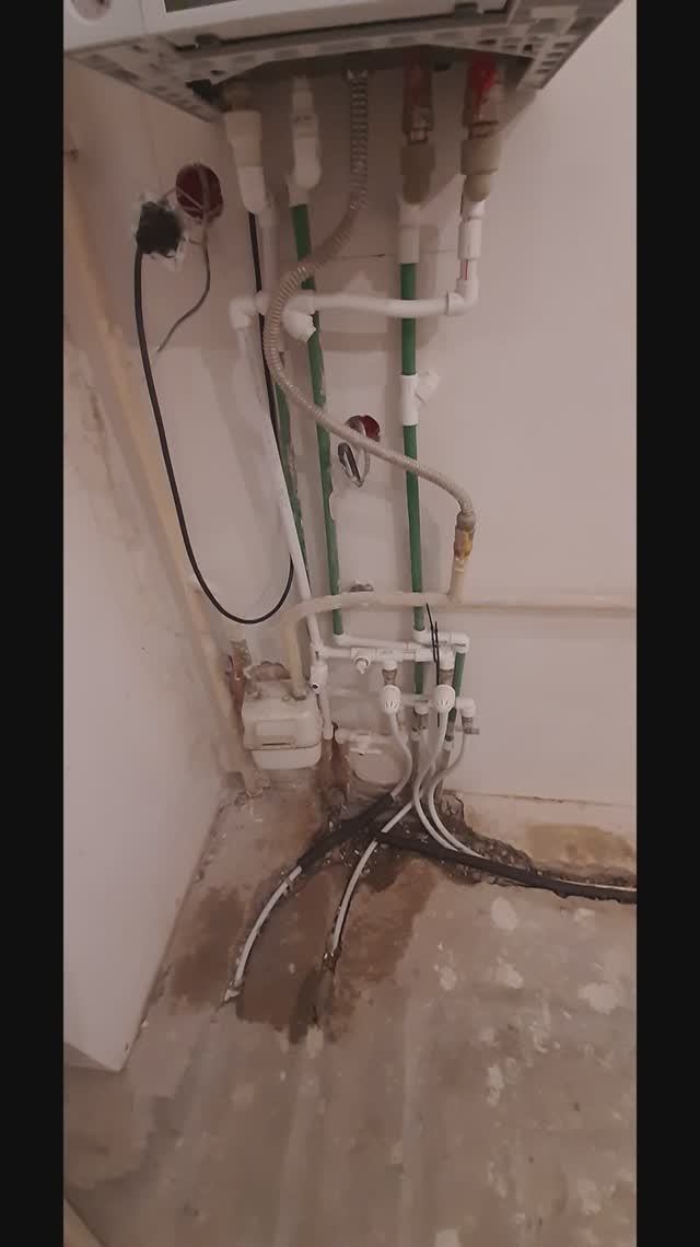 Ремонт кухни. Подключение теплого пола к котлу. Шпаклевка стен. Ремонт. Калининград.