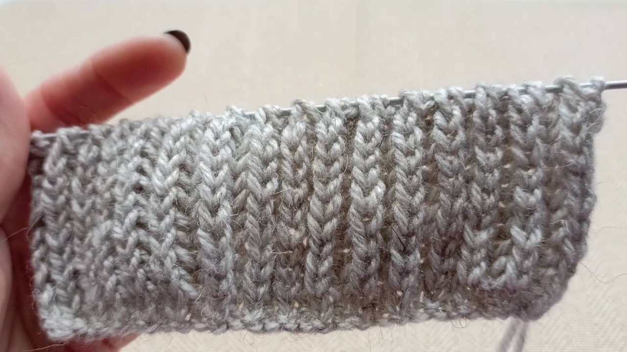 Как вязать Английскую резинку поворотными рядами, вяжем вмести каждый ряд, видео для начинающих