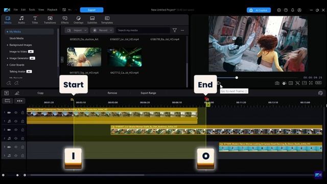 Основы 8 Инструменты временной шкалы Выбор диапазона Cyberlink PowerDirector 2025