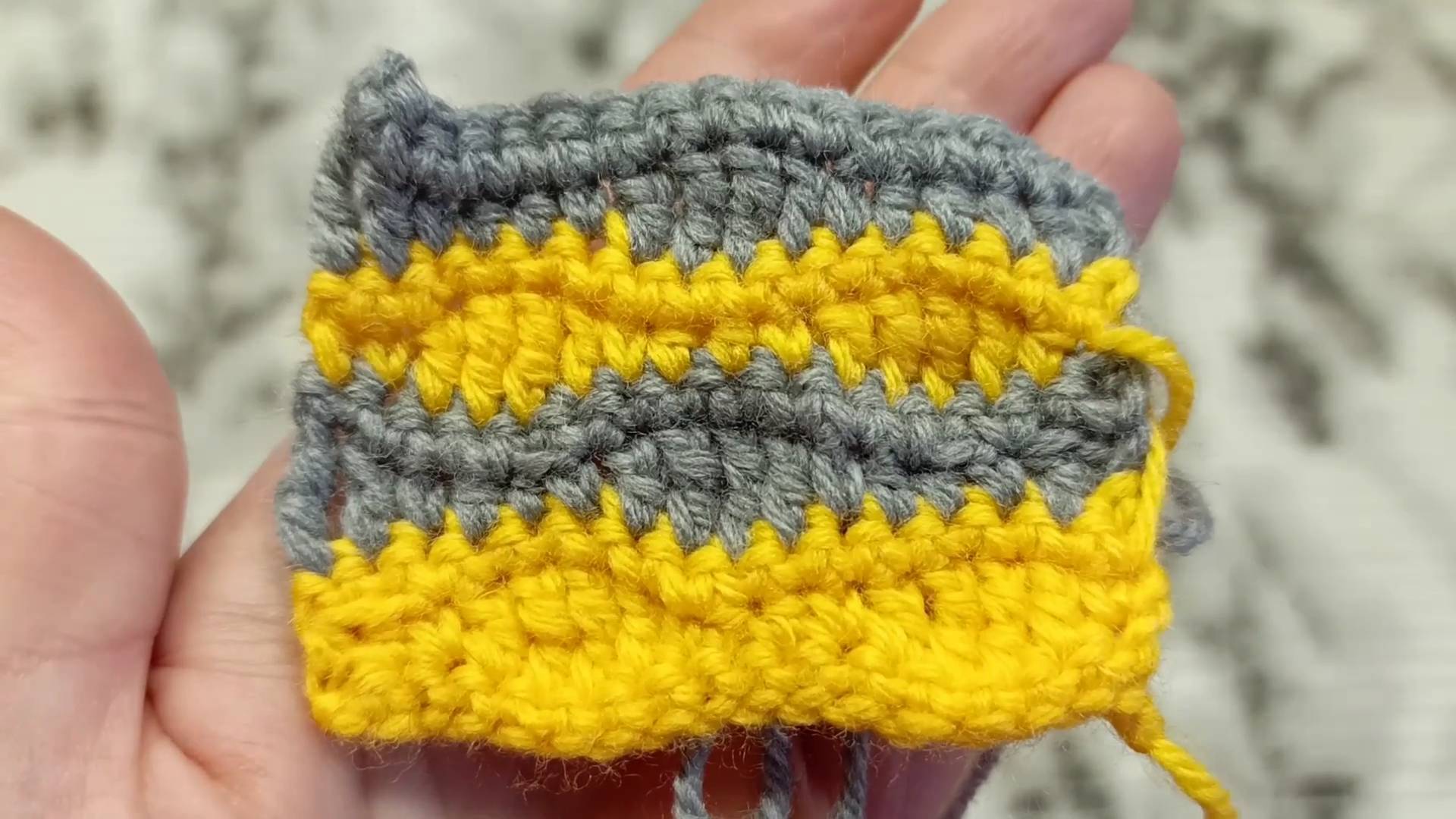 Плотный узор крючком _Волны_, вяжем вмести каждый ряд, видео мк для начинающих