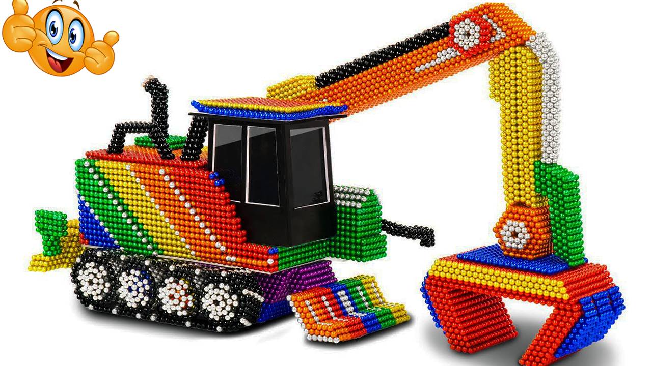 Мультики для детей. Радужный экскаватор из разноцветных магнитных шариков. Смотреть онлайн малышам.