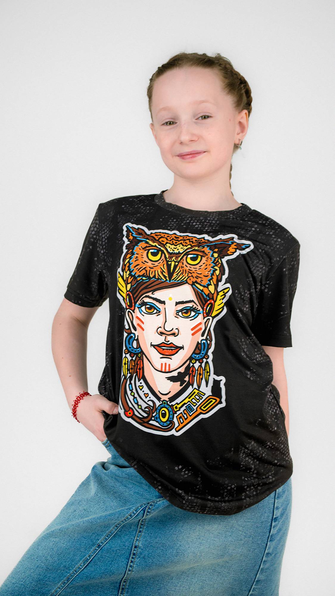 Футболка детская ЛЕДИ СОВА (черная)