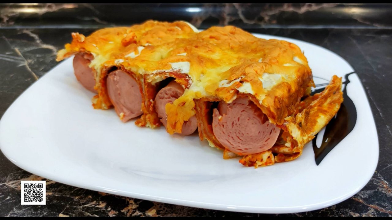 Лаваш с сосисками. Лаваш с начинкой в духовке. Рецепт завтрака. #топыкатегорий