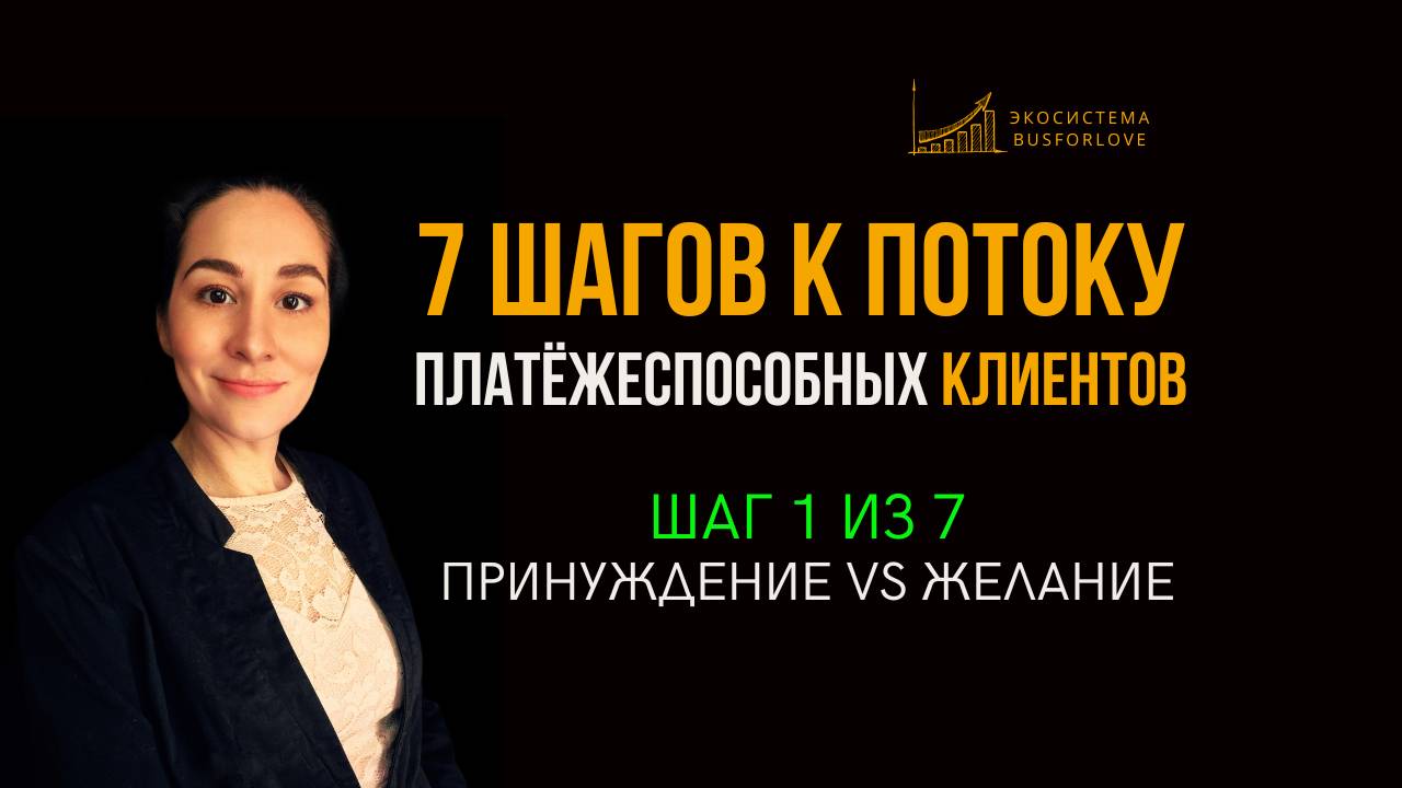 💰 7 шагов к потоку клиентов. Шаг 1 из 7. Принуждение vs желание. Марина Моськина