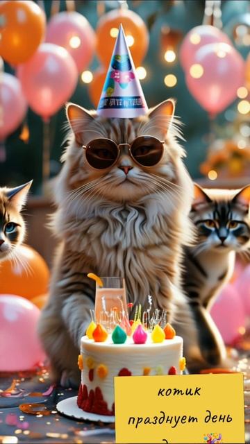 Котик празднует день рождение