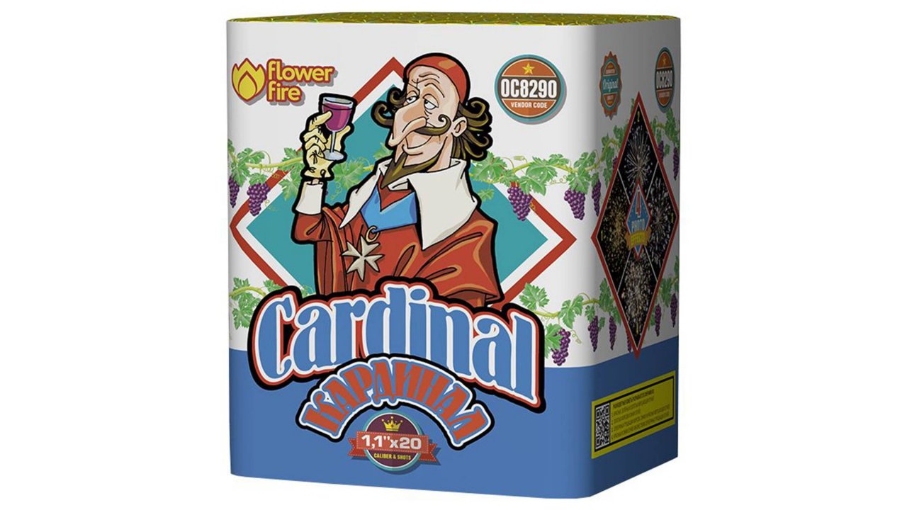 ОС8290 Салют "Кардинал" (1,1" х 20 залпов) "Огненный цветок"