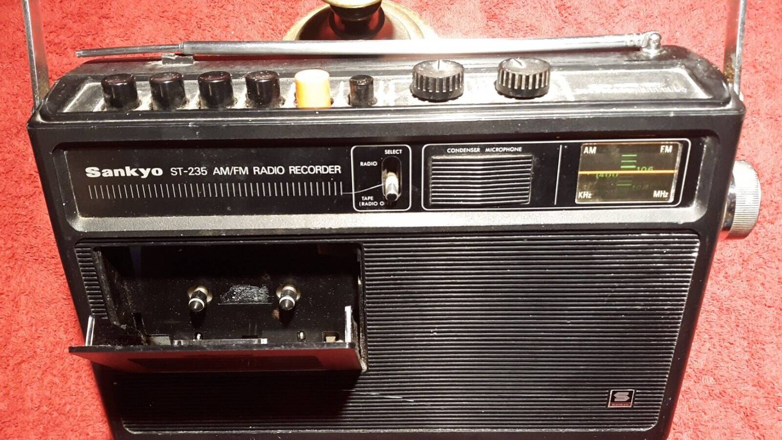 Винтажный кассетный проигрыватель SANKYO #ST-235, AM  FM-радио,-Япония-1970-1973-год