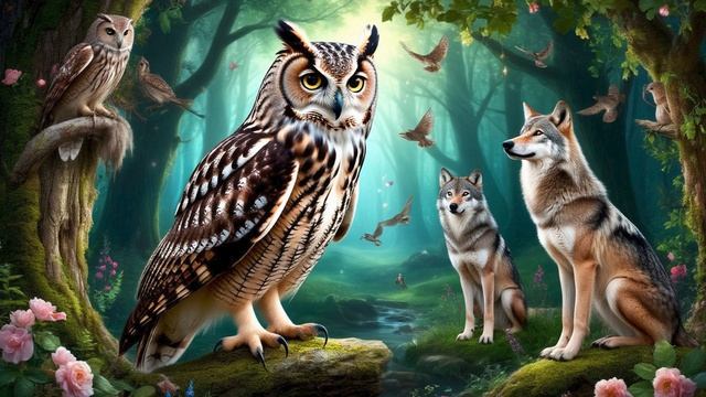Уханье сов и вой волков в заколдованном лесу