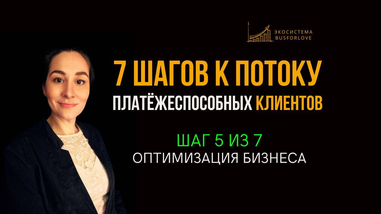 💰 7 шагов к потоку клиентов. Шаг 5 из 7. Оптимизация бизнеса. Бизнес-анализ. Марина Моськина
