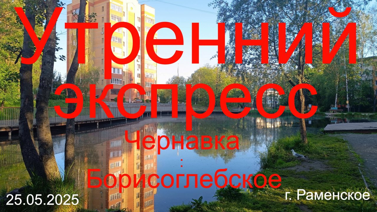 Утренний экспресс. Чернавка : Борисоглебское. 25.05.2025.  г. Раменское. Средний Чернавский пруд.