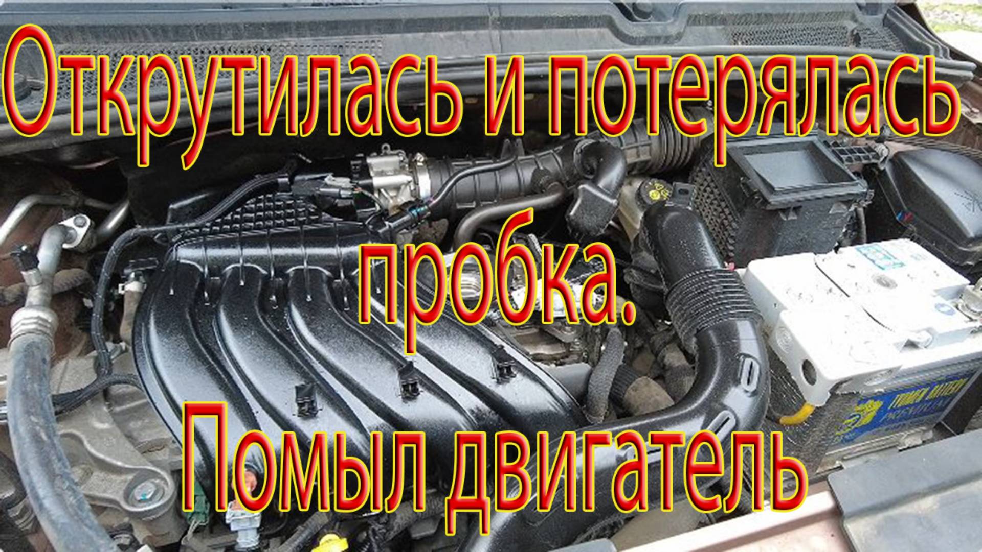 Открутилась и потерялась пробка. Помыл двигатель