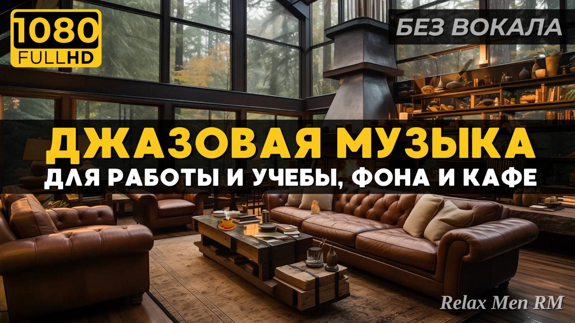 Плавный джаз музыка, звуки камина и нежный дождь в уютной лесной хижине