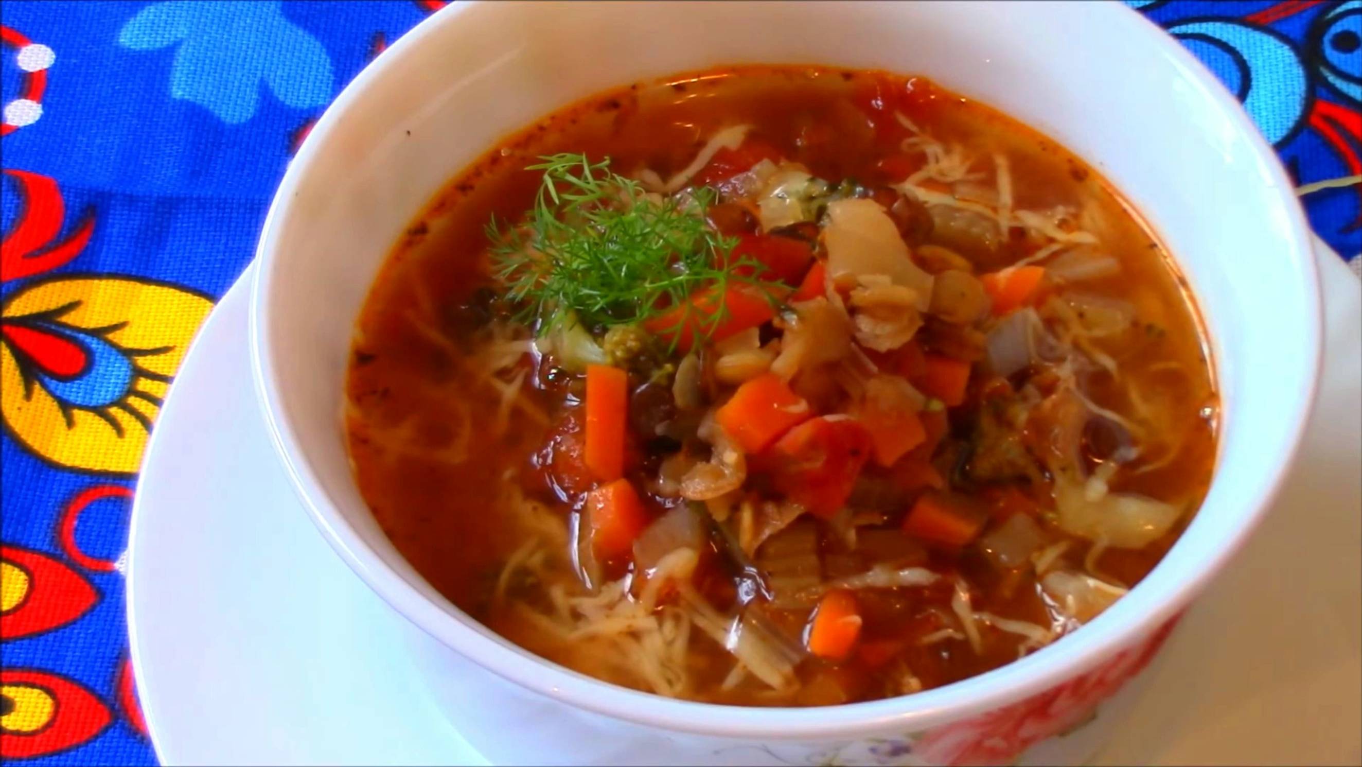 Минестроне с чечевицей -  наваристый вкусный суп