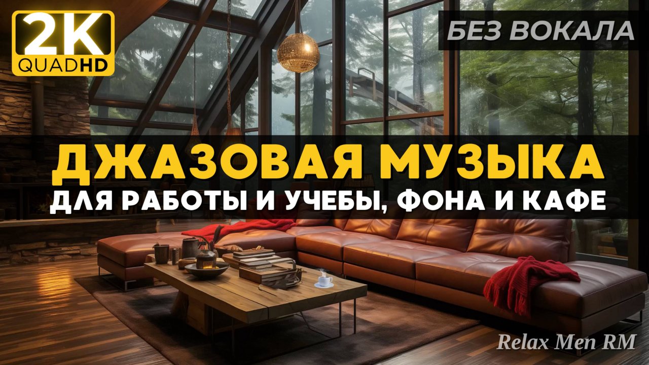 Расслабляющая джазовая инструментальная музыка для снятия стресса в лесной гостиной