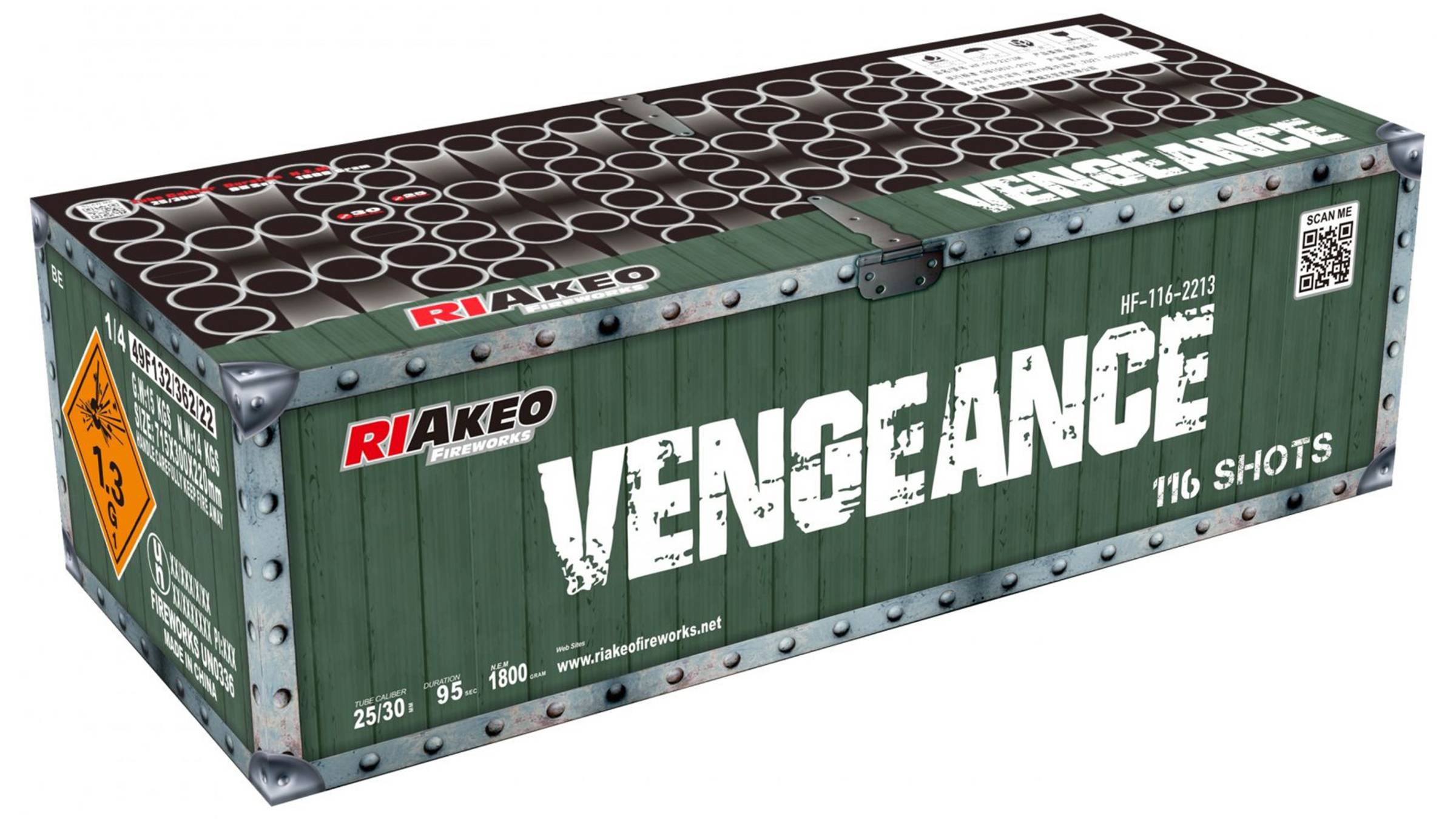 FP-B115 Веерный салют "VENGEANCE" (1"/1,2" х 116 залпов) "Фаворит Пиро Групп"