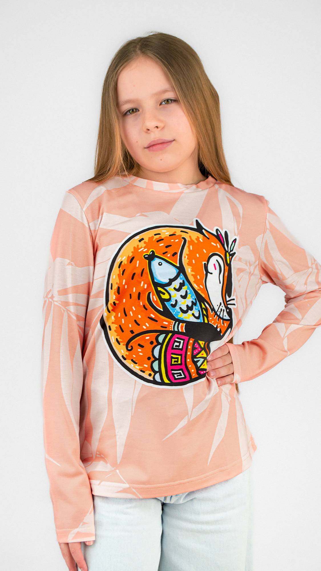 ЛОНГСЛИВ ЛИСА И ОМУЛЬ (розовый)