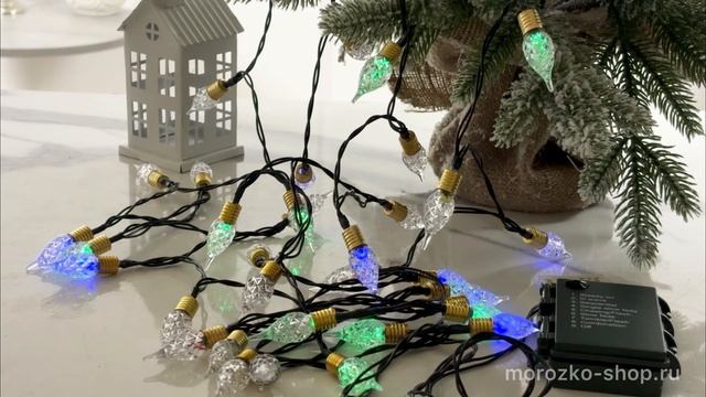 Светодиодная гирлянда РЕЗНЫЕ ОГОНЬКИ, 50 разноцветных LED-огней, 4.9 м, контроллер, таймер, 488846