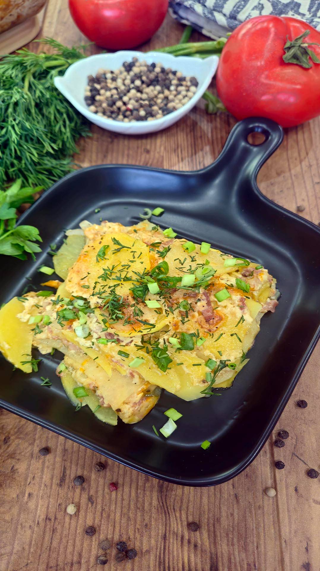 Картофельный гратен с беконом. Вкусный и сытный ужин на скорую руку