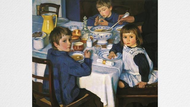 Тифлоописание картины Зинаиды Серебряковой "За завтраком＂