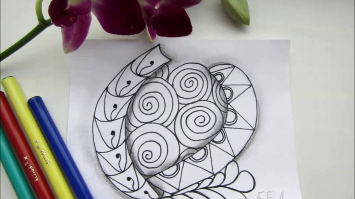 Рисуем узоры  в полосе. Рисуем узоры ручкой. Зендудлинг.