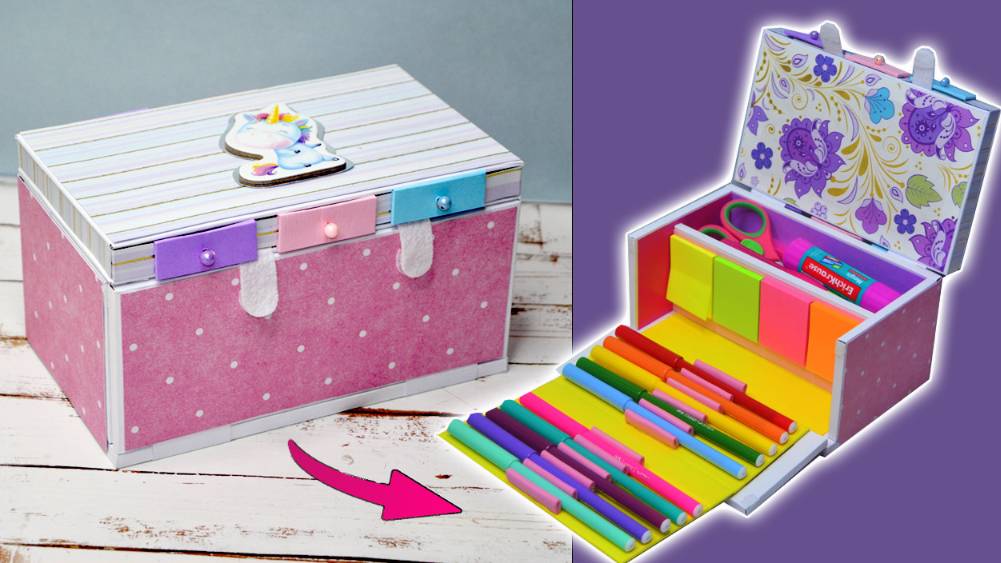 Своими руками из картона📦Раскладной органайзер для удобного хранения канцелярских принадлежностей