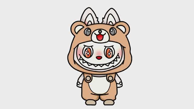 Как легко нарисовать Лабубу с плюшевым мишкой