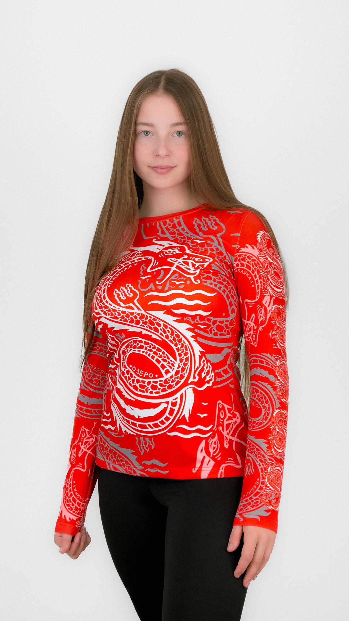 Лонгслив приталенный ДРАКОН (красный)