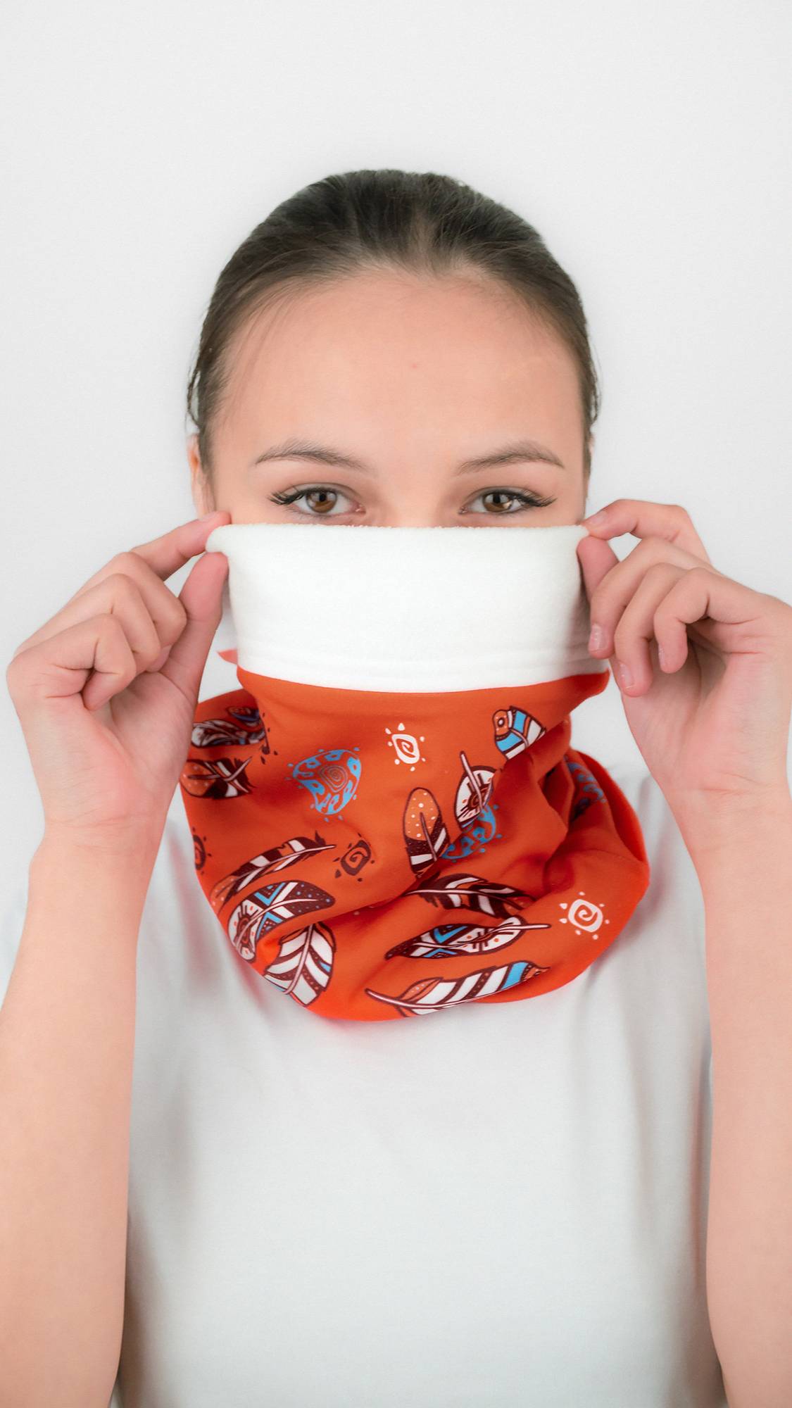 Бафф утепленный ПЕРЬЯ (оранжевый)