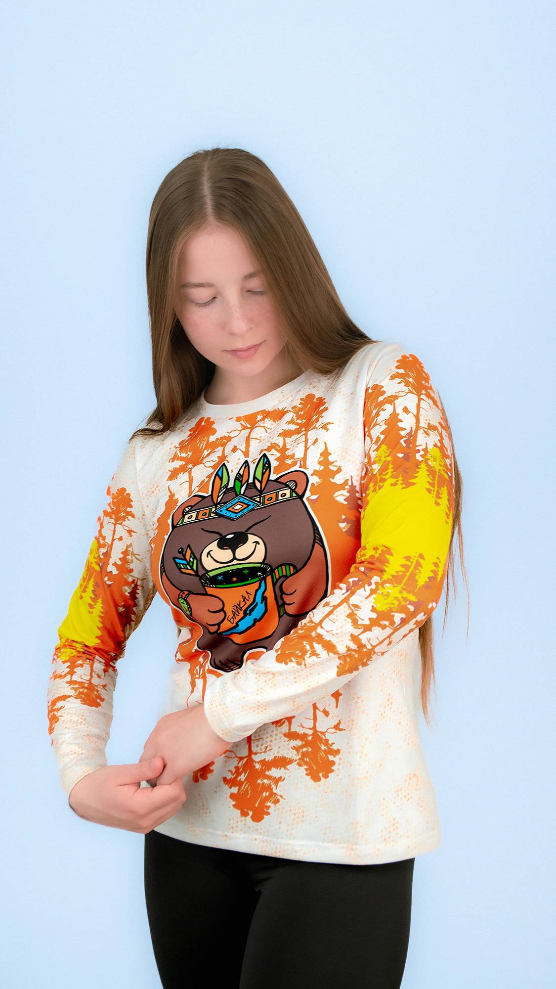 Лонгслив приталенный В ЛЕСУ ПОТАПЫЧ (оранжевый)