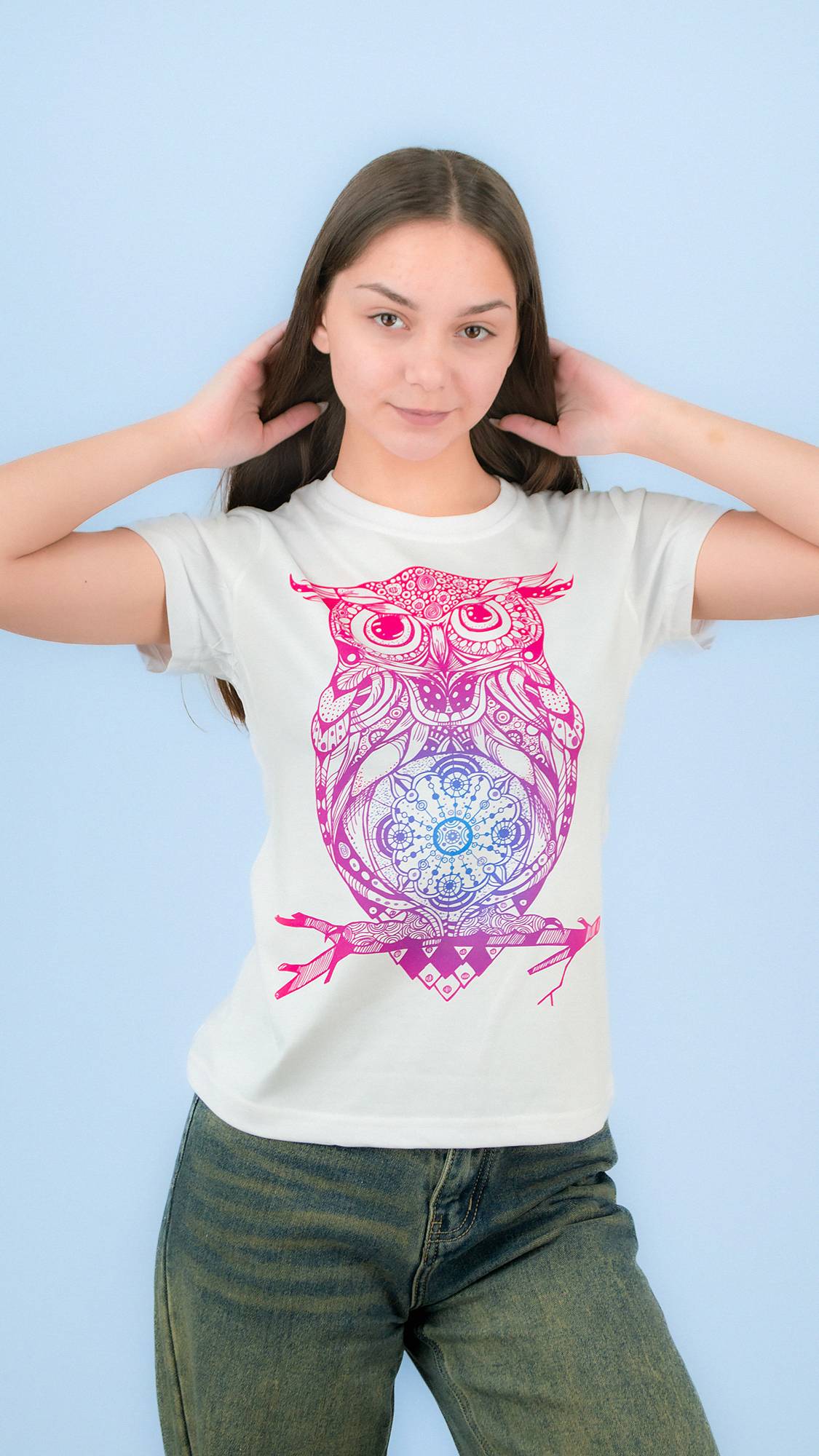 Футболка лайт двусторонняя приталенная СОВА НА ВЕТКЕ