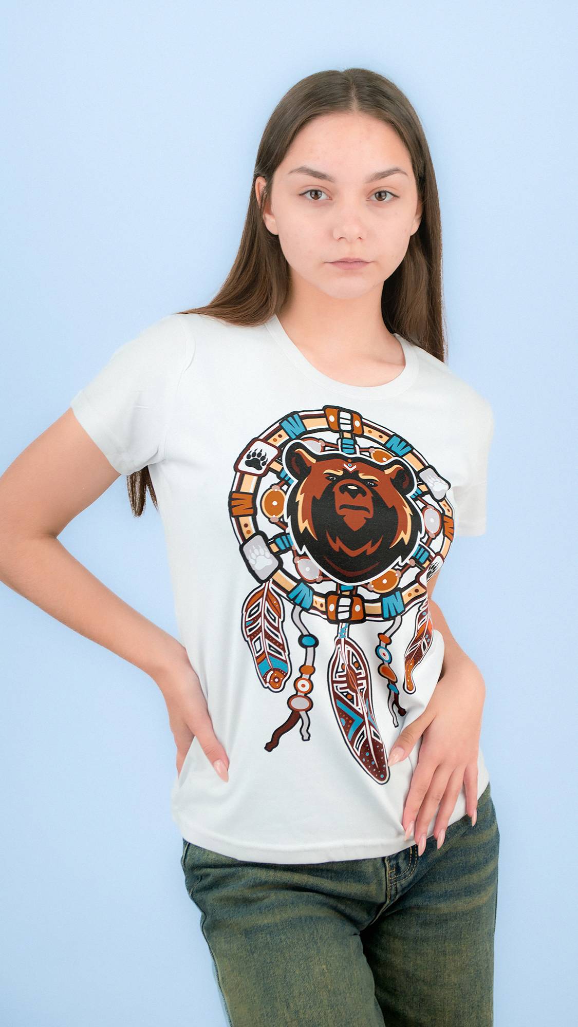 Футболка лайт двусторонняя приталенная МЕДВЕДЬ В ЛОВЦЕ