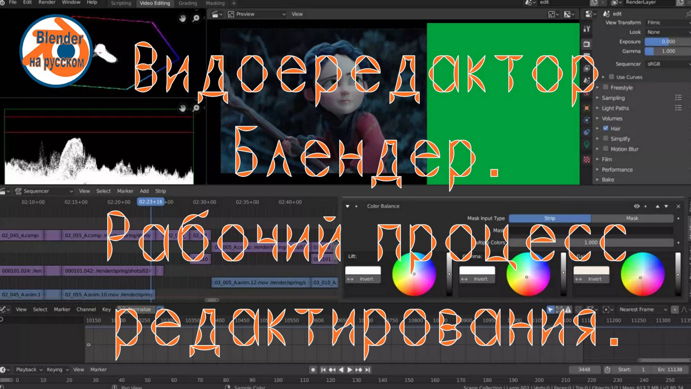 Видеоредактор Blender 3.Рабочий процесс редактирования в Blender