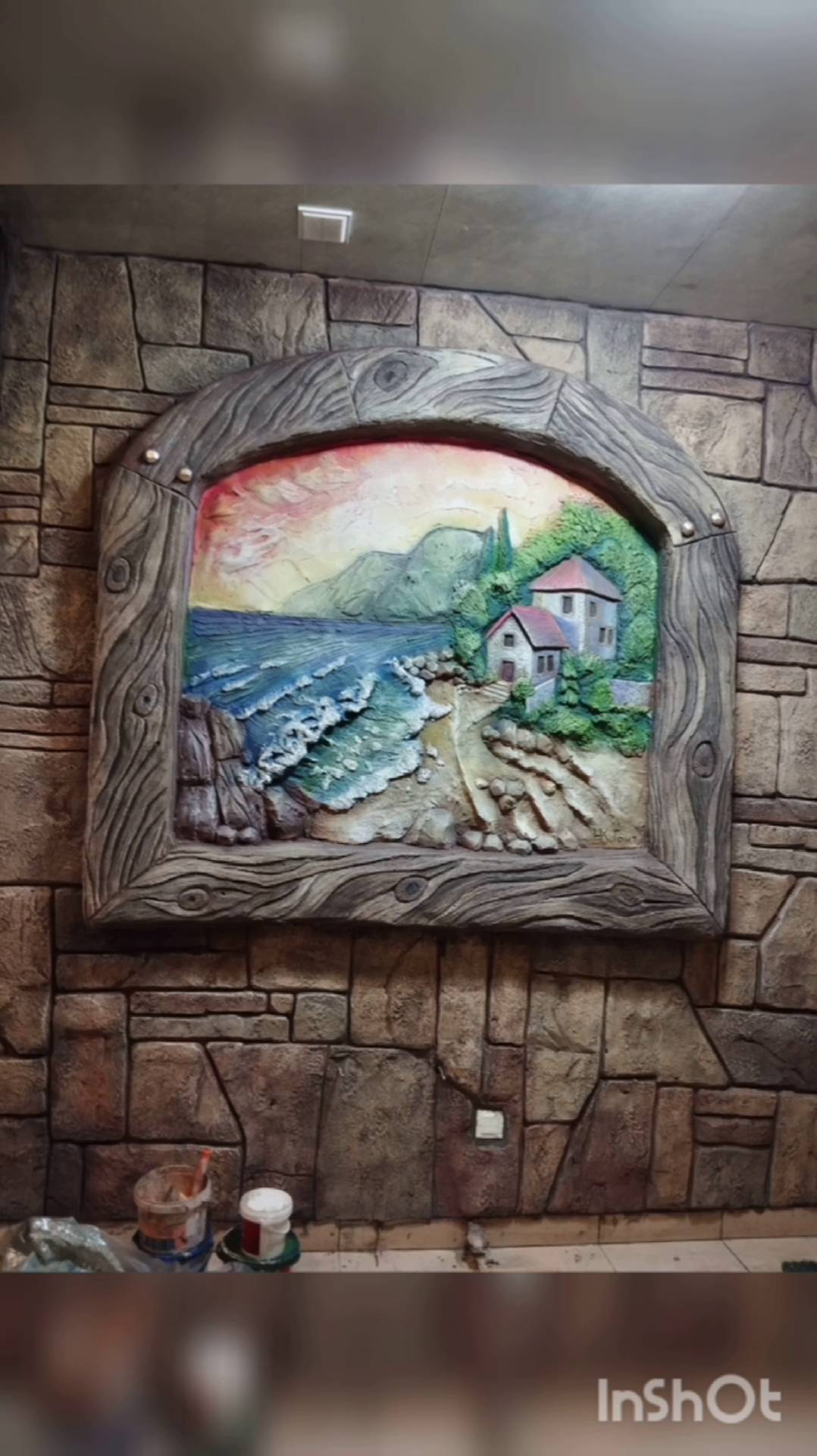 оформление сауны декоративная штукатурка барельеф стен арт бетон мастерская Наталья Гонт.