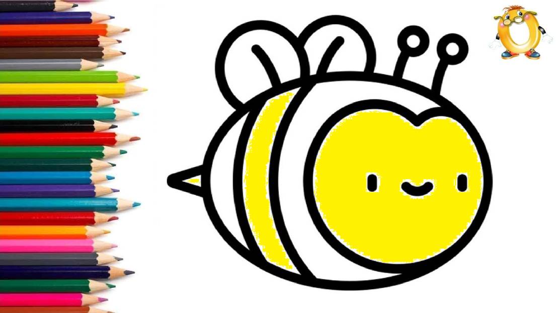 Мультик - раскраска для детей ПЧЕЛА. Учимся как рисовать ПЧЕЛКУ вместе с детьми // ОБУЧАШКА ТВ
