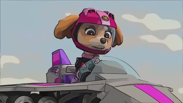 Щенячий патруль. Команда на мотоциклах а Скай в воздухе. Детская песенка