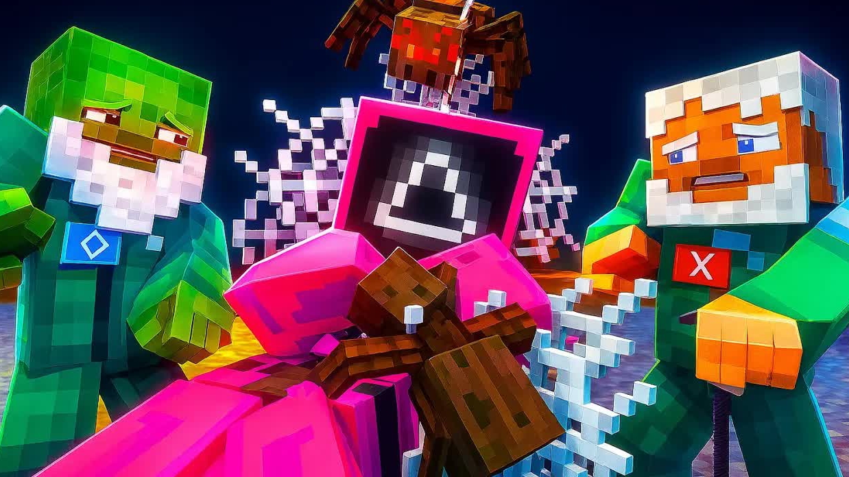 Крутая игра в кальмара - Анимация для Майнкрафта, мультфильм