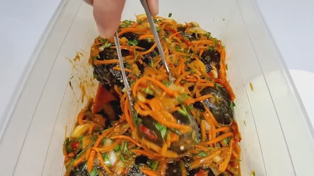 БАКЛАЖАНЫ ФАРШИРОВАННЫЕ МОРКОВЬЮ ПО-КОРЕЙСКИ!