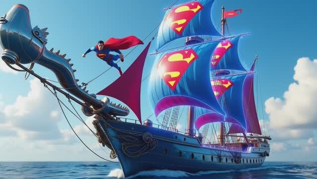 Супермен, Человек паук, Бэтмен, и Железный человек, Супергеройская команда на кораблях